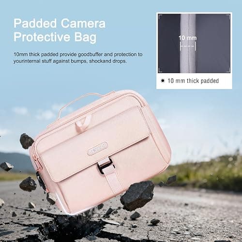 MOSISO Camera Shoulder Bag Case Crossbody Sling Purse, DSLR/SLR/Mirrorless Compact Padded Photography Handbag with Rain Cover Compatible with Canon/Nikon/Sony Cameras and Lenses, Pink thumbnail 5