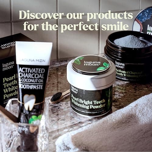 Lagunamoon Teeth Whitening Powder, 50g Bright Pearl Spearmint Flavor - Natural Teeth Whitening, Polish, Stain Remover - Alternative to Toothpaste, Tooth Powder for Sensitive Teeth thumbnail 6