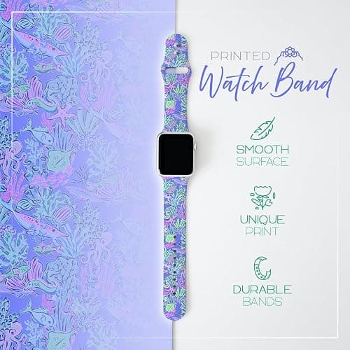 Lux Bands Smart Watch Bands for Women, Printed Silicone Watch Band, 38mm-45mm Ladies Watch Strap Compatible with Smartwatches, Sweat Resistant, For Series 11 10 9 8 7 6 5 4 3 2 1 SE thumbnail 2