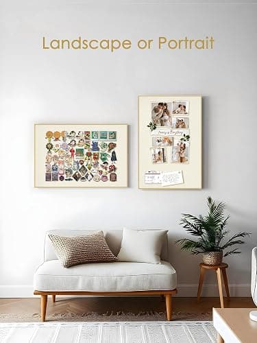 Bulletin Board 30 x 20 inches, Oatmeal White Pin Board, Golden Aluminum Framed Fabric Cork Board with 10 Push Pins thumbnail 5