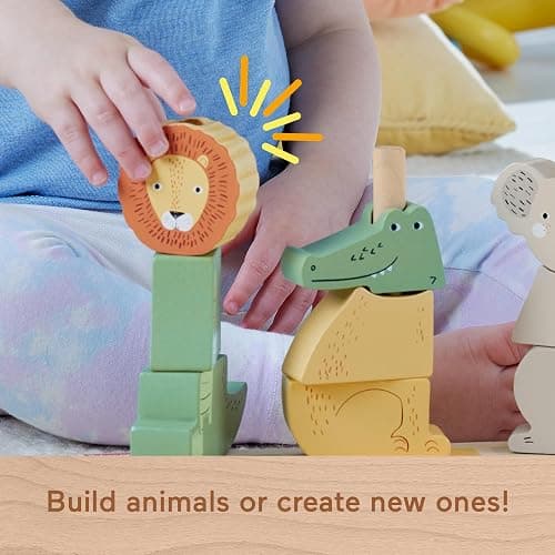 Fisher-Price Wood Baby Toy Stack & Sort Animals, 10 Wooden Pieces for Developmental Play for Infants & Toddlers Ages 1+ Years thumbnail 5
