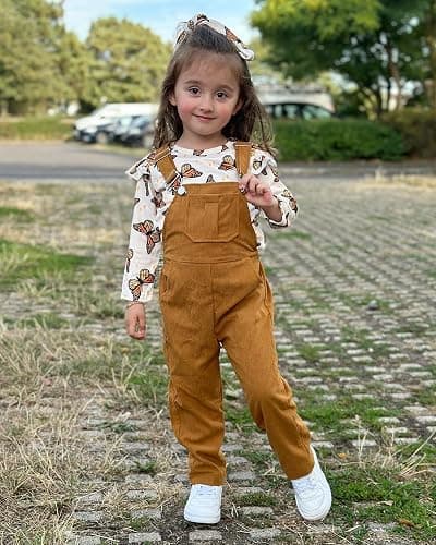 HINTINA 2PCS Baby Girls Clothes Toddler Jumpsuit Rompers Adjustable Ripped Jeans Overalls Set with Long Sleeve Stripe T-Shirt thumbnail 2
