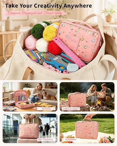 Aeelike Crochet Kit for Beginners - 59-Piece Crochet Starter Kits with Yarn, Ergonomic Hooks & Storage Case, Learn-to-Crochet Set for Adults, Kids & Seniors, Ideal DIY Craft Gift for Women thumbnail 7