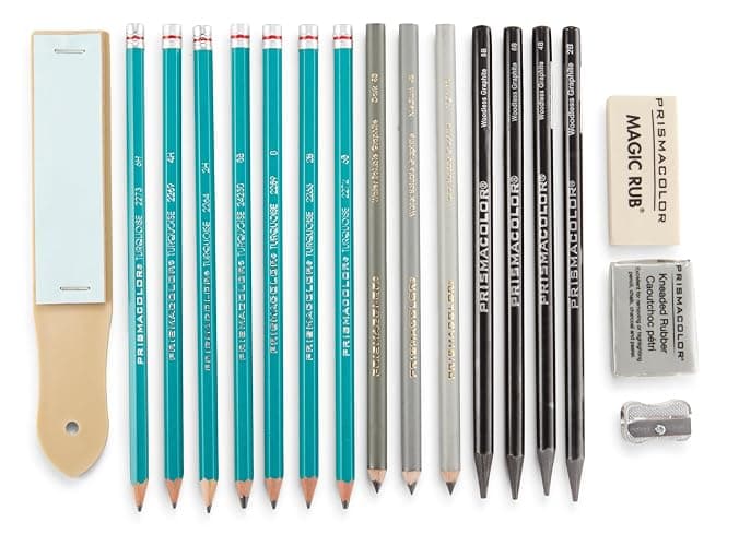 Prismacolor Premier Graphite Drawing Pencils With Erasers & Sharpeners, Adult Coloring, 18-Piece Set thumbnail 4