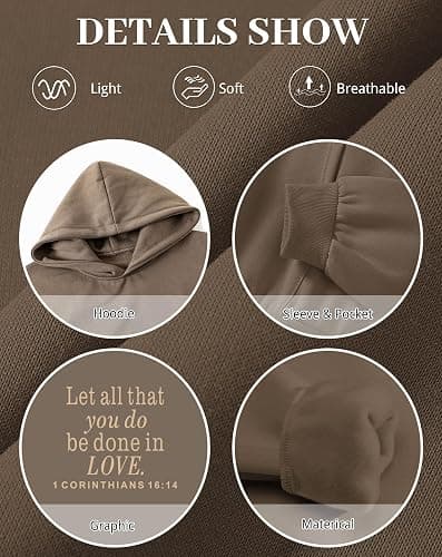 Lytiarul Let All That You Do Be Done in Love Hoodie for Women Christian Faith Sweatshirt Bible Verse Religious Pullover Tops thumbnail 6