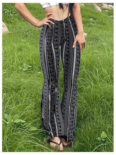 Milumia Women's Boho Yoga Leggings High Waisted Hippie Flared Pants Bell Bottoms thumbnail 4