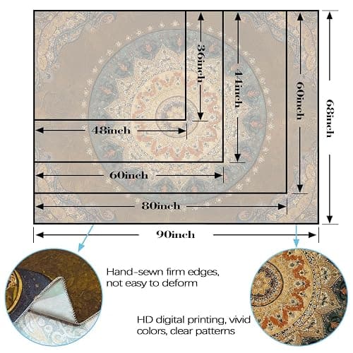 Accnicc Boho Mandala Tapestry Wall Hanging Hippie Bohemian Floral Medallion Indian Tapestry Aesthetic Small Vintage Brown Yellow Meditation Tapestries for Bedroom Living Room Dorm Decor 60 x 44 Inch thumbnail 2