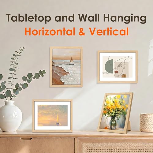 FIXSMITH 8x10 Picture Frame Bulk-6 Pack, Photo Frame with HD Plexiglass, Display Pictures 5x7 with Mat or 8x10 Without Mat, Natural Picture Frames Collage Wall Decor, Wall & Tabletop Picture Frames thumbnail 5