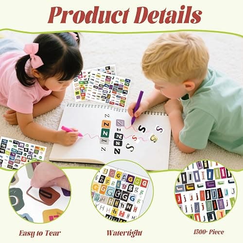 1500Pcs Alphabet Letter Stickers-Ransom Note Style Stickers for Scrapbooking, Scrapbook Supplies,Journaling, Water Bottle, Laptop, DIY Crafts | Vintage Collage & Junk Journal Supplies | Notebook thumbnail 6