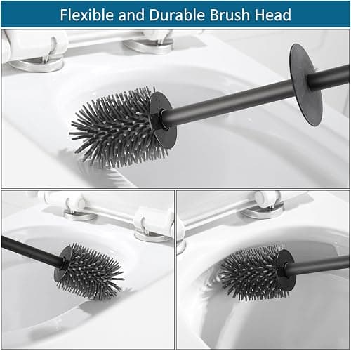 BVL Toilet Brush and Holder Set Black Freestanding for Bathroom thumbnail 4