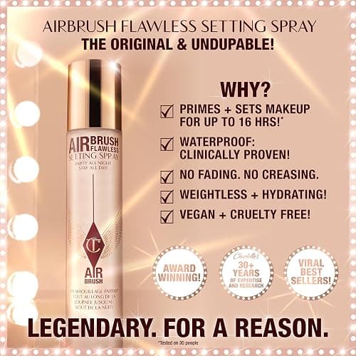 Charlotte Tilbury Airbrush Flawless Setting Spray - Gift Set Essential - Ultra-Fine Mist to Prime & Set Makeup - Perfect for Pairing with Other Skincare & Makeup Favorites thumbnail 2
