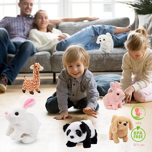 Hopearl Walking Dog Bichon Interactive Electronic Pet Plush Toy Puppy Woof and Moving Animated Nodding Head Gifts for Toddlers Birthday, White, 18cm thumbnail 8