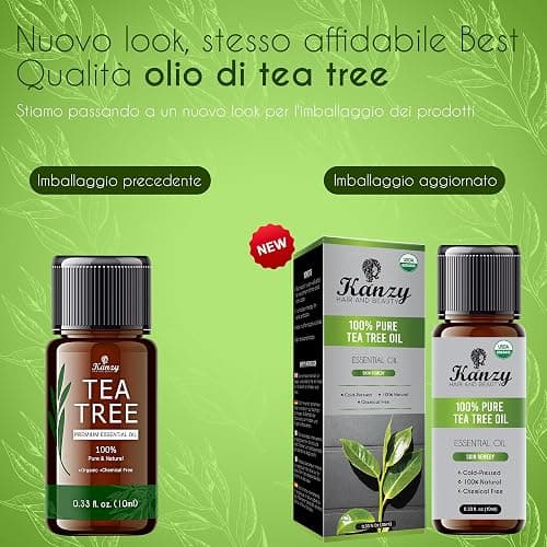 Kanzy Tea Tree Oil Puro 100%, Olio di Albero Del Tè 10ml per Viso, Corpo, Unghie, Capelli e Aromaterapia Diffusore, Tee Tree Olio Essenziale Puro thumbnail 3