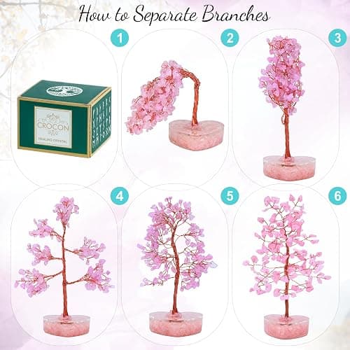 Crocon® Rose Quartz Heart Base Crystals Tree of Life 7-8 inch Healing Stone | Birthday Gifts For Women & Friends Crystals and Meditation Home Décor Gift Ideas House Warming Gift New Home for Mom Presents thumbnail 6