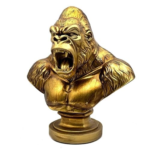 XINDAM Strong Gorilla Figurine Orangutan Animal Statue Decorative Home & Office Figurines Home Office Display Craft Living Room Decor Ornaments for Tabletop Vintage Gold thumbnail 3