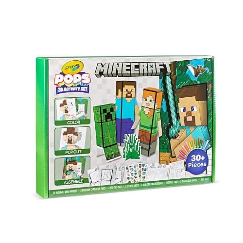 Crayola Minecraft POPs 3D Art Kit for Kids, Create 3D Characters, Coloring Activity Set with Markers & Stickers, Minecraft Toys, Gift for Boys & Girls thumbnail 3