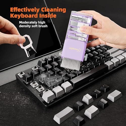 Tassmpitor Laptop Screen Keyboard Cleaner Kit, All in 1 Electronic Cleaning Tool for MacBook iPad iPhone Pro Cell Phone, Brush Tool for Tablet, Computer, PC Monitor,TV Camera Lens with Patent, Purple thumbnail 3