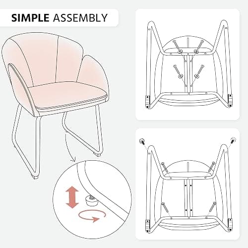 Yaheetech Flower Shape Velvet Vanity Chair, Modern Side Armchair Makeup Chair no Wheels with Golden Metal Legs for Living Room/Dressing Room/Bedroom/Home Office/Kitchen, Pink thumbnail 9