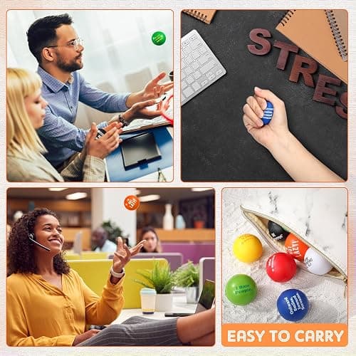 Blulu 24 Pcs Funny Humor Stress Balls Bulk 1.57" Humor Quotes Stress Relief Ball, Everything is Fine, Outward Smiles Inward Screams, Employees Gag Gifts for Adults Coworker Employee Team thumbnail 5