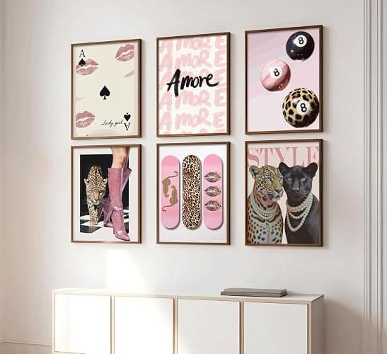 Trendy Leopard Wall Art Coquette Preppy Y2k Prints Painting Funky Lucky 8 Ball Canvas Posters Fashion Pink Cheetah Aesthetic Wall Decor Pictures Girly Bedroom Apartment Dorm 8x10in Unframed thumbnail 4