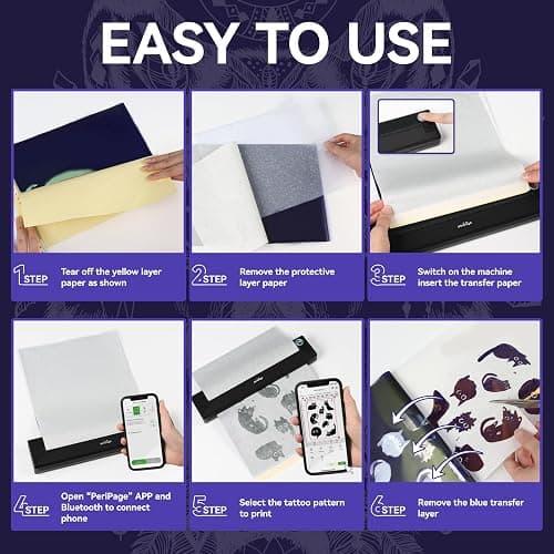 P90 Tattoo Stencil Printer, Wireless Thermal Tattoo Printers with Stencil Paper,Portable Tattoos Printer Compatible with Phone Pad and PC thumbnail 7