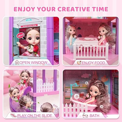 beefunni Doll House, Dream Dollhouse for Girls,Doll Houses 4-5 7-8 Year Old with 4 Stories -11 Rooms, 2 Dolls and Furniture, Princess Dollhouse 2025 Christmas Toy Gifts for 3 4 5 6 7 8+ Year Old Girls thumbnail 3