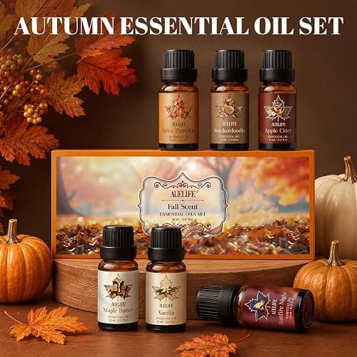 Auelife Fall Essential Oils Set for Diffusers for Home, 6x10ml Fall Scents | Autumn Scented Oils with Pumpkin Spice, Vanilla, Apple Cider, Maple Butter for Candle Making, Soap Making, Holiday Gift Set thumbnail 4
