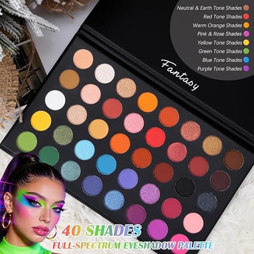 UCANBE Highly Pigmented Eye Makeup Palette, Matte Shimmer Metallic Eyeshadow Pallet Long Lasting Blendable Natural Colors Make Up Eye Shadows Cosmetics Gift Kit thumbnail 2