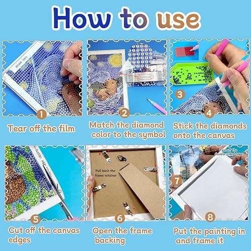 Toynificent Capybara Diamond Art, 5.9 x 5.9 inches Capybara Diamond Painting Kits with Picture Frame, DIY 5D Gem Crafts for Adults, Cute & Kawaii Home Wall Decor thumbnail 3
