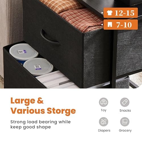 Sweetcrispy Nightstand Set of 2 with 2 Storage Drawers, 20" Height Small Bed Side Furniture End Table, Wooden Top Fabric Cabinet Kids Mini Dresser for Bedroom, Closet, Entryway, College Dorm thumbnail 5