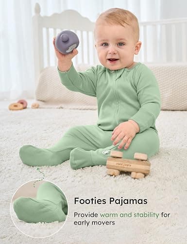 Yoofoss Baby Pajamas 100% Organic Cotton Baby Sleepers for Newborn 0-3 3-6 6-9 Months Boys Girl Clothes 3pcs Footed PJs thumbnail 5
