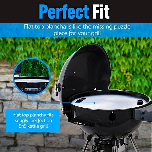 SnS Grills Slow 'N Sear Carbon Steel Flat Top Plancha Griddle - Rotating Durable Griddle for Kettle Grill BBQs - Outdoor Cooking Accessory - Fits 22” Kettles thumbnail 5
