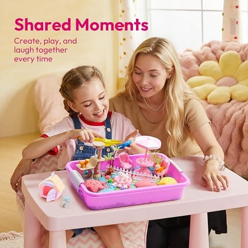 Klever Kits Cute Pet Sensory Bin for Toddlers with Glow in The Dark Stones, Sandbox with Lid Dual-Color Sand, Preschool Learning Activities Gifts for Boys Girls Age 3+ thumbnail 7