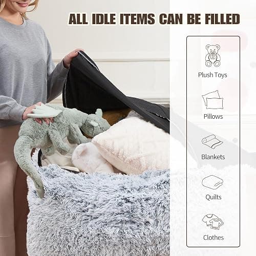 Comfy Soft Bean Bag Chair Cover for Teens Adults Boys, Living Room Furniture No Filler Cover Only, Stuffed Animal Bean Bag Chair with Side Pocket Anti-Slip Bottom thumbnail 4