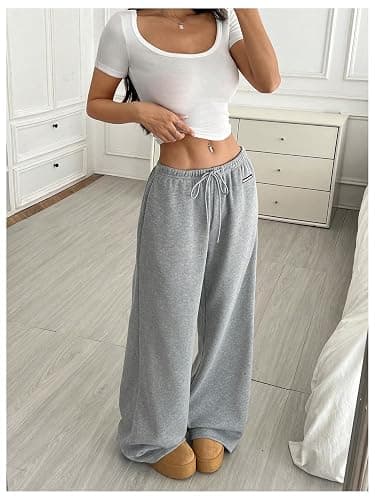 SOLY HUX Women's Drawstring Sweatpants Low Rise Baggy Wide Leg Pants with Pockets thumbnail 4
