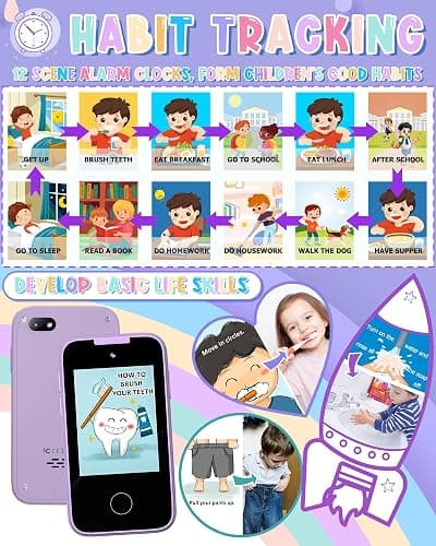 Kids Smart Phone Gifts for Girls 6-8 Year Old,Touchscreen Toy Cell Phone with Multi APPs 8G TF Card for Learning Play Christmas Birthday Gifts for Girls Age 3 4 5 6 7 8 9 thumbnail 5