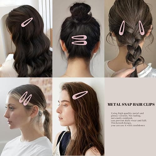Cptots Small Hair Barrettes For Women No Slip Metal Snap Clips For Thin And Fine Hair,Matte Light Pink,20 PCS,1.97 x 0.5 Inch. thumbnail 7