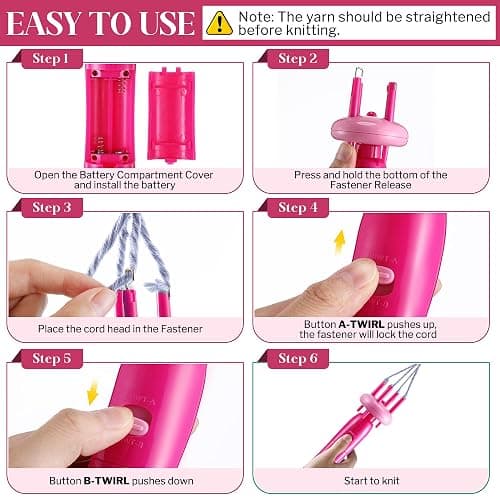 Enhon Cord Maker Portable Fringe Twister, Handheld Cord Maker for Craft Yarn Making Twister for Beginners(Pink) thumbnail 5