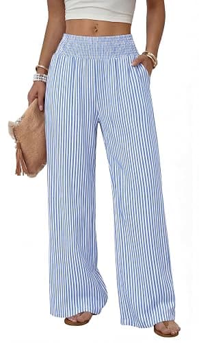 Sampeel Wide Leg Pants Woman High Waist Trousers with Pockets Casual Lounge - Image 1