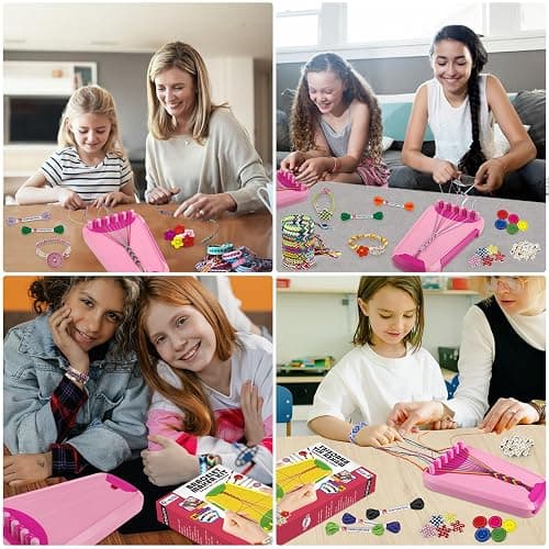 Friendship Bracelet Making Kit for Girls Ages 8-12, Kids Jewelry Making Kit with 28 Pre-Cut Threads and Letter Beads, Arts and Crafts for Kids, Birthday Easter Gifts for 6 7 8 9 10 11 12 Year Old thumbnail 4