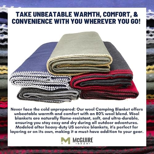 M MCGUIRE GEAR Heavy Duty Wool Blanket, Survival, Emergency, and First Aid Use – Mil-Spec, Fire Retardant, Durable Outdoor Wool Blankets for Camping. - Maroon, (64 x 90 inches) thumbnail 5