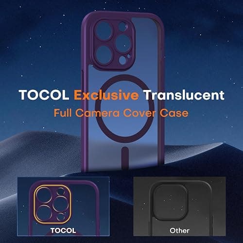 TOCOL Magnetic for iPhone 14 Pro Case 6.1-Inch, Fit for MagSafe, Upgraded [Full Camera Protection], [14FT Military Grade Drop Tested] Shockproof Translucent Matte Back Cover (Midnight Purple) thumbnail 5