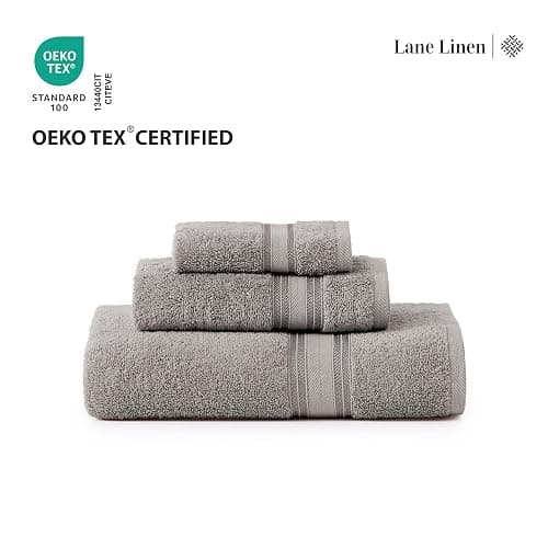 Bath Towels for Bathroom - 100% Cotton Towel Set, Soft Bath Set- 6 Bathroom Towels, 6 Hand Towels, 6 Wash Cloths, Quick Dry, Highly Absorbent Shower Towels - 18 Piece Set Grey - 18 Piece Set - Grey thumbnail 8