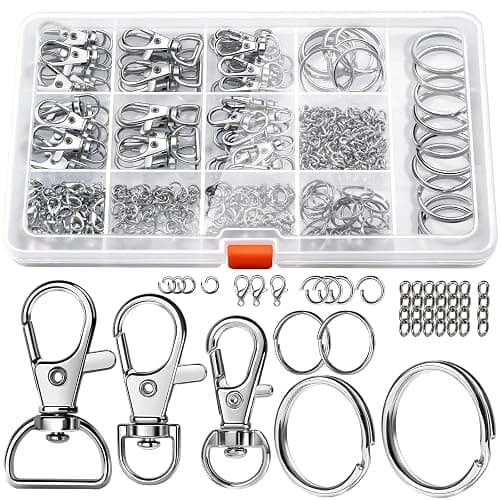 LEOBRO Keychain Making Kit, 265PCS Keychains Clips and Key Rings, Well Crafted Sturdy Key Chain Making Kit, Key Chain Rings, Keychains Hooks, for Key Chains, Lanyard, Jewelry Making, Crafts, Silver - Image 1