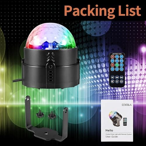 COIDEA Disco Ball Light, Sound Activated Party Strobe Light, DJ Rave Lights with Remote, LED Stage Lights for Karaoke Birthday Christmas Halloween Decorations Indoor thumbnail 9