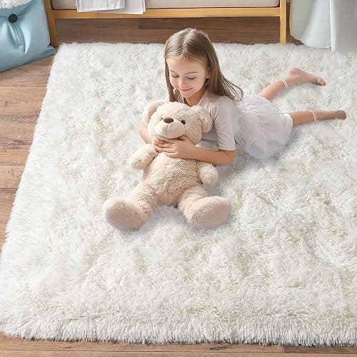 Pionblank 8x10 Rug for Living Room, Fuzzy Plush Large Area Rug, Fluffy Modern Shag Non Slip Soft Furry Carpet for Bedroom Kids Room Nursery Teens Dorm Home Decor, Cream White | Soft, Plush, Fuzzy, Fluffy, Non Slip, Modern, Furry, Carpet, Home Decor thumbnail 7
