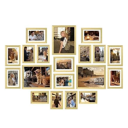 upsimples Picture Frames set of 19, Including 8x10, 5x7, 4x6 Gold Frame | Multi Picture Frames Collage Wall Decor, Gallery Wall Frame Set, Gift For Christmas, Mothers' day, Wedding, Dorm, Living Room - Image 1