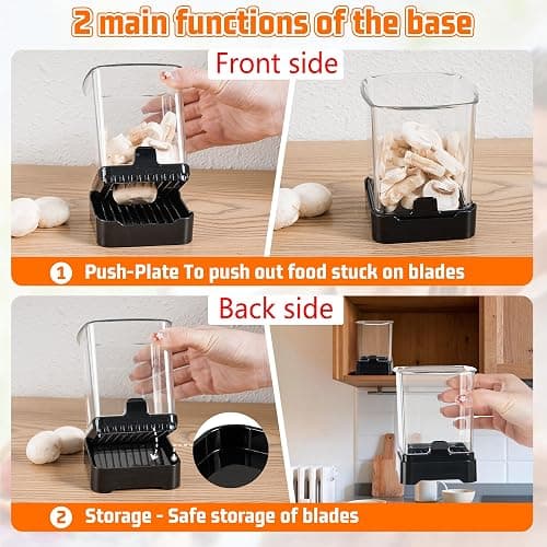 GENGCANG Fruit Slicer Cup for Strawberry, Banana, Hard-Boiled Egg - Detachable Cutter with Push Plate - 304 Stainless Steel Blade - Rapid & Safe Slicing Kitchen Gadget for Quick Meal Prep (Black) thumbnail 4