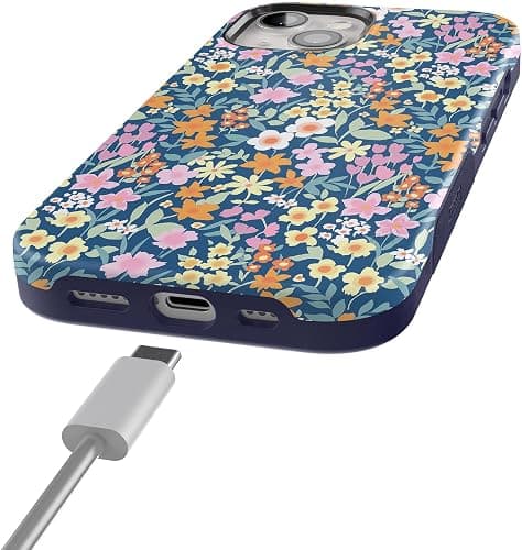 Casely iPhone 15 Case | Full Bloom | Navy Floral | Bold Case | Compatible with MagSafe thumbnail 8