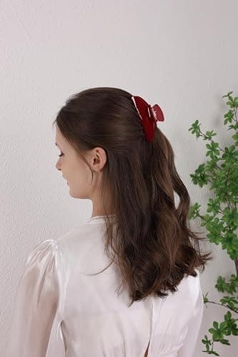 OideGuiing Durable Acetate Hair Clips - 4-Inch Cherry Red Claw Clips for Fine and Thick Hair (Red) thumbnail 4